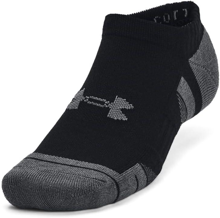 imageUnder Armour Unisex Adult Performance Cotton No Show Socks 3 Pairs001 Black  Black  Pitch Gray