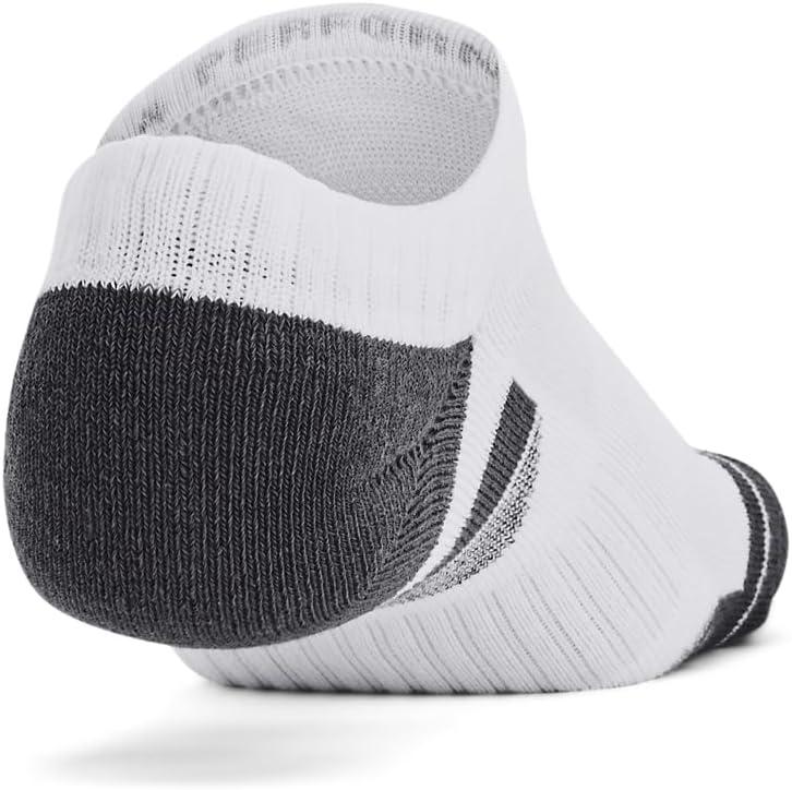 imageUnder Armour Unisex Adult Performance Cotton No Show Socks 3 Pairs100 White  White  Pitch Gray
