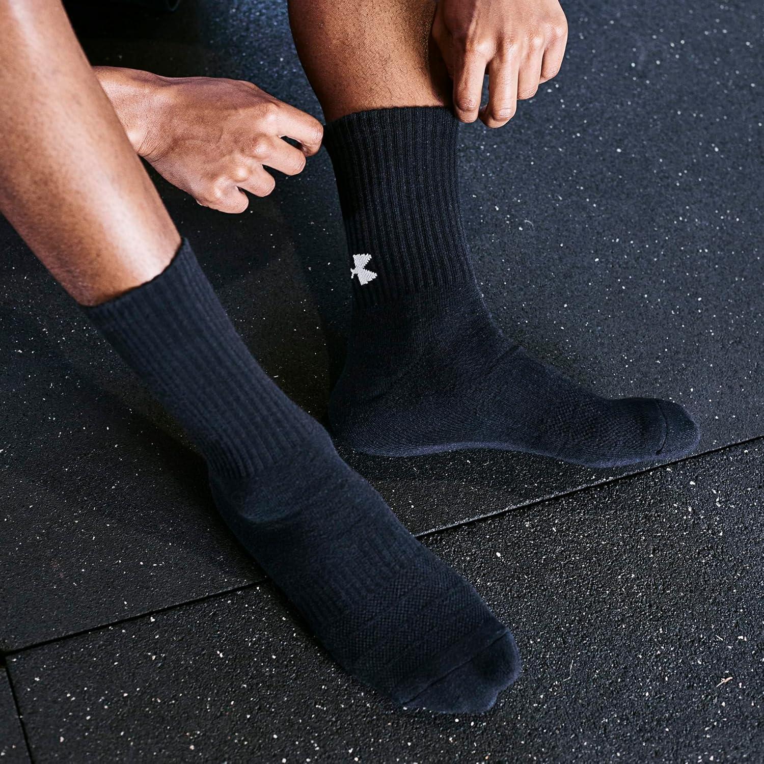 imageUnder Armour Youth Training Cotton Crew Socks MultipairsTrue Gray Heather 2 3pairs