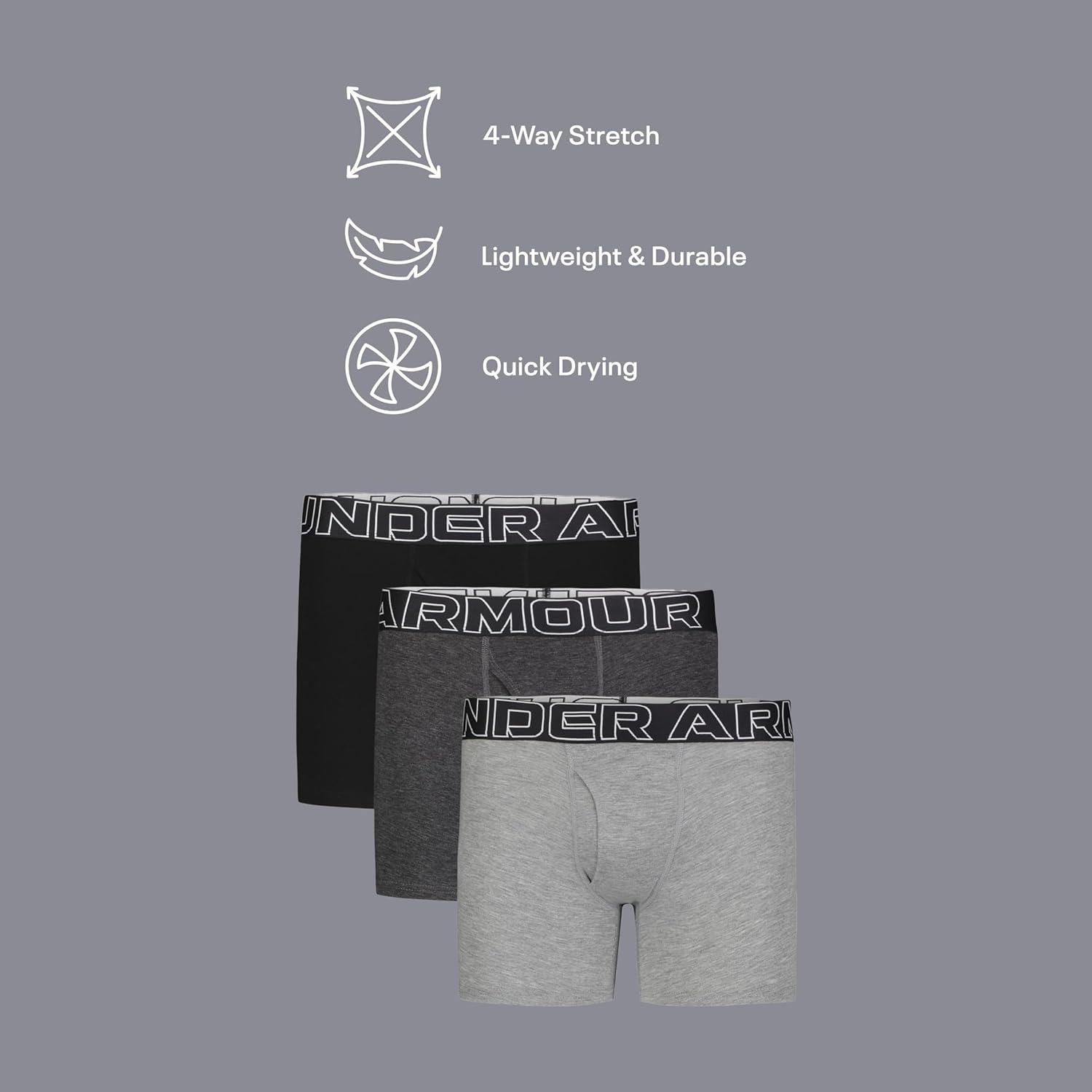 imageUnder Armour boys Performance Boxer Briefs Lightweight ampamp Smooth Stretch Fit3pack Performance Cottonwordmark