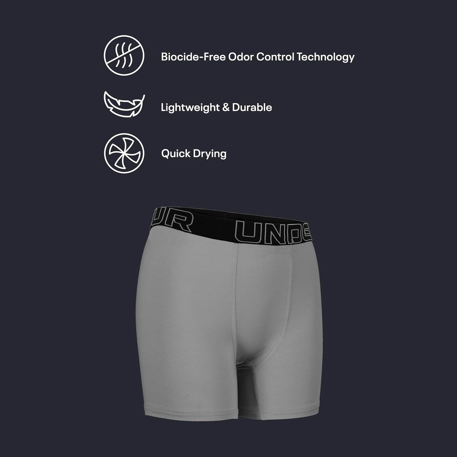 imageUnder Armour boys Performance Boxer Briefs Lightweight ampamp Smooth Stretch FitSolid Black Three Pack