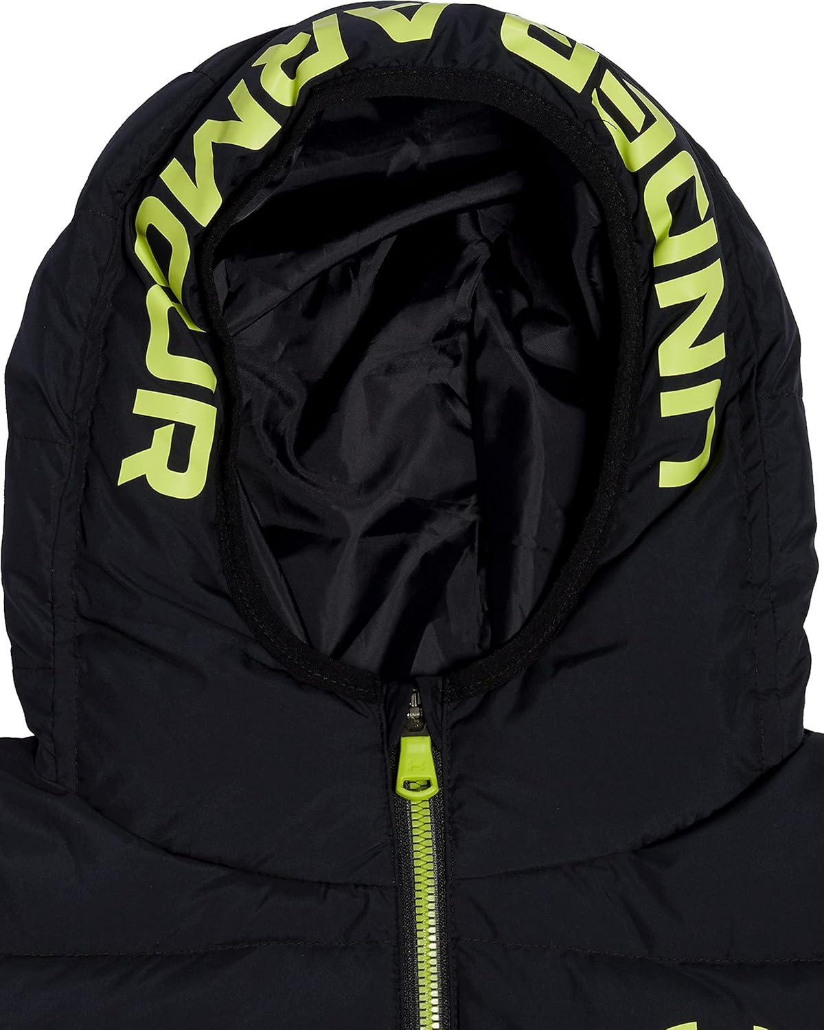 imageUnder Armour boys Pronto Colorblock Puffer Jacket Midweight Zip Up Closure Repels WaterBlack