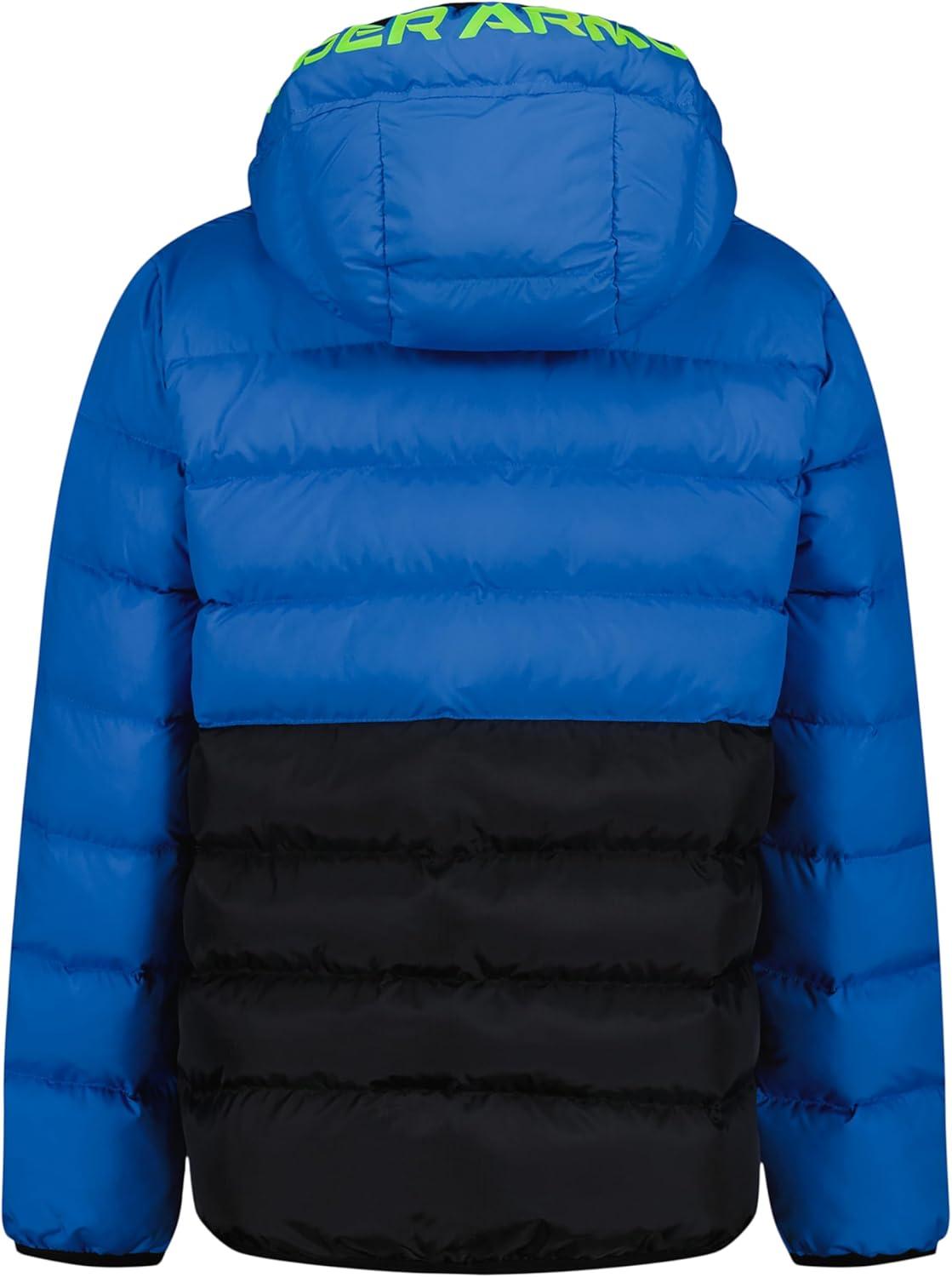 imageUnder Armour boys Pronto Colorblock Puffer Jacket Midweight Zip Up Closure Repels WaterBlue Atlantis Colorblock
