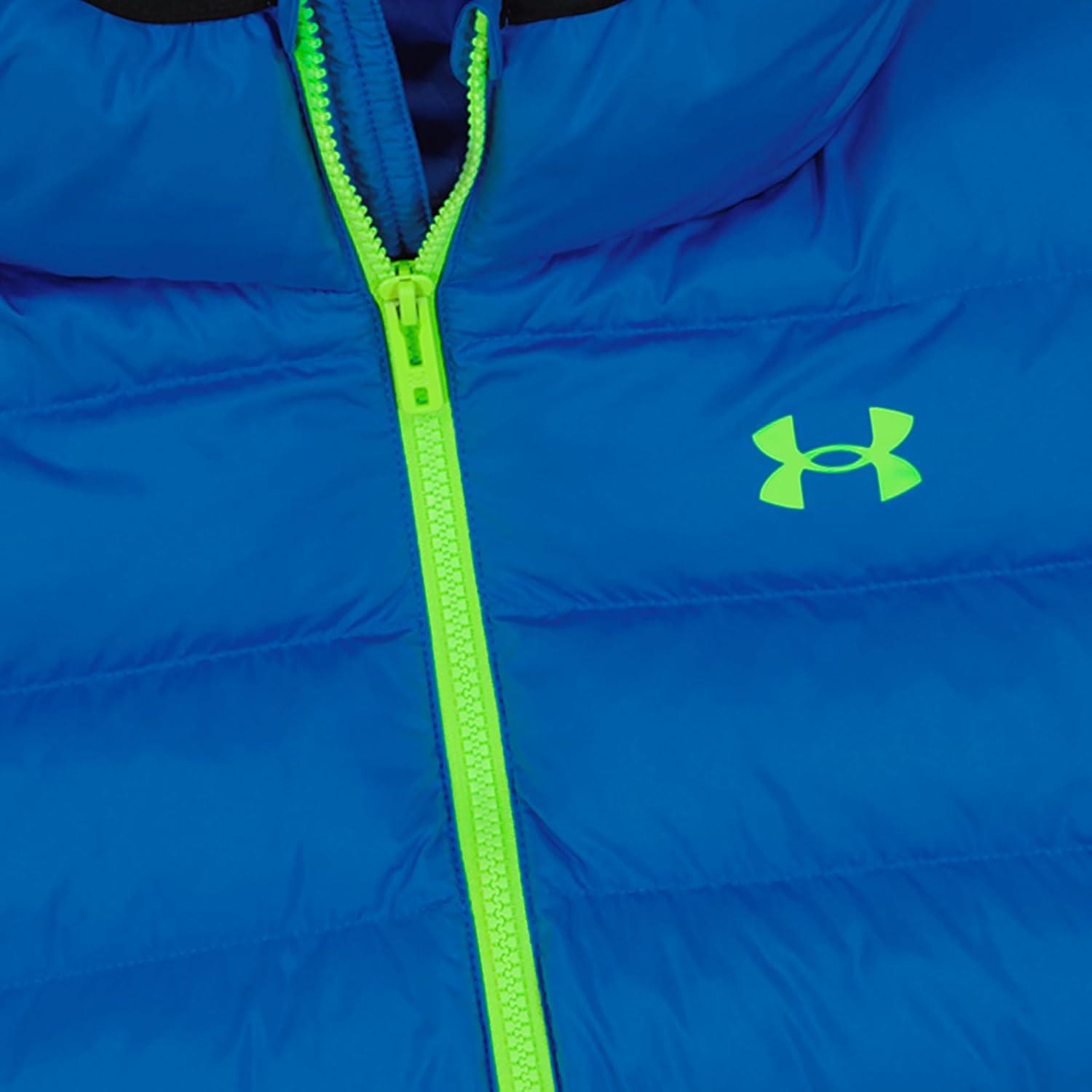imageUnder Armour boys Pronto Colorblock Puffer Jacket Midweight Zip Up Closure Repels WaterBlue Atlantis Colorblock