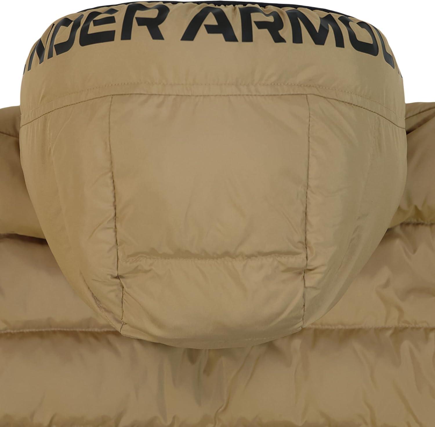 imageUnder Armour boys Pronto Colorblock Puffer Jacket Midweight Zip Up Closure Repels WaterCamel Colorblock