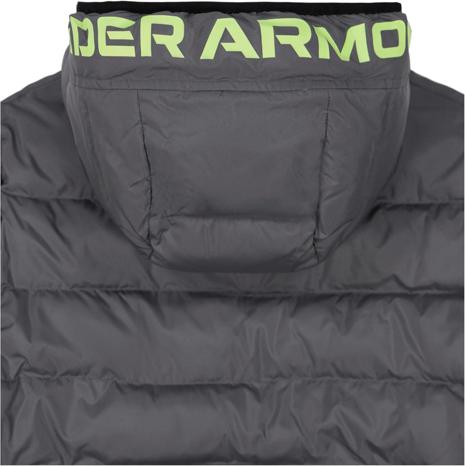 imageUnder Armour boys Pronto Colorblock Puffer Jacket Midweight Zip Up Closure Repels WaterCastlerock