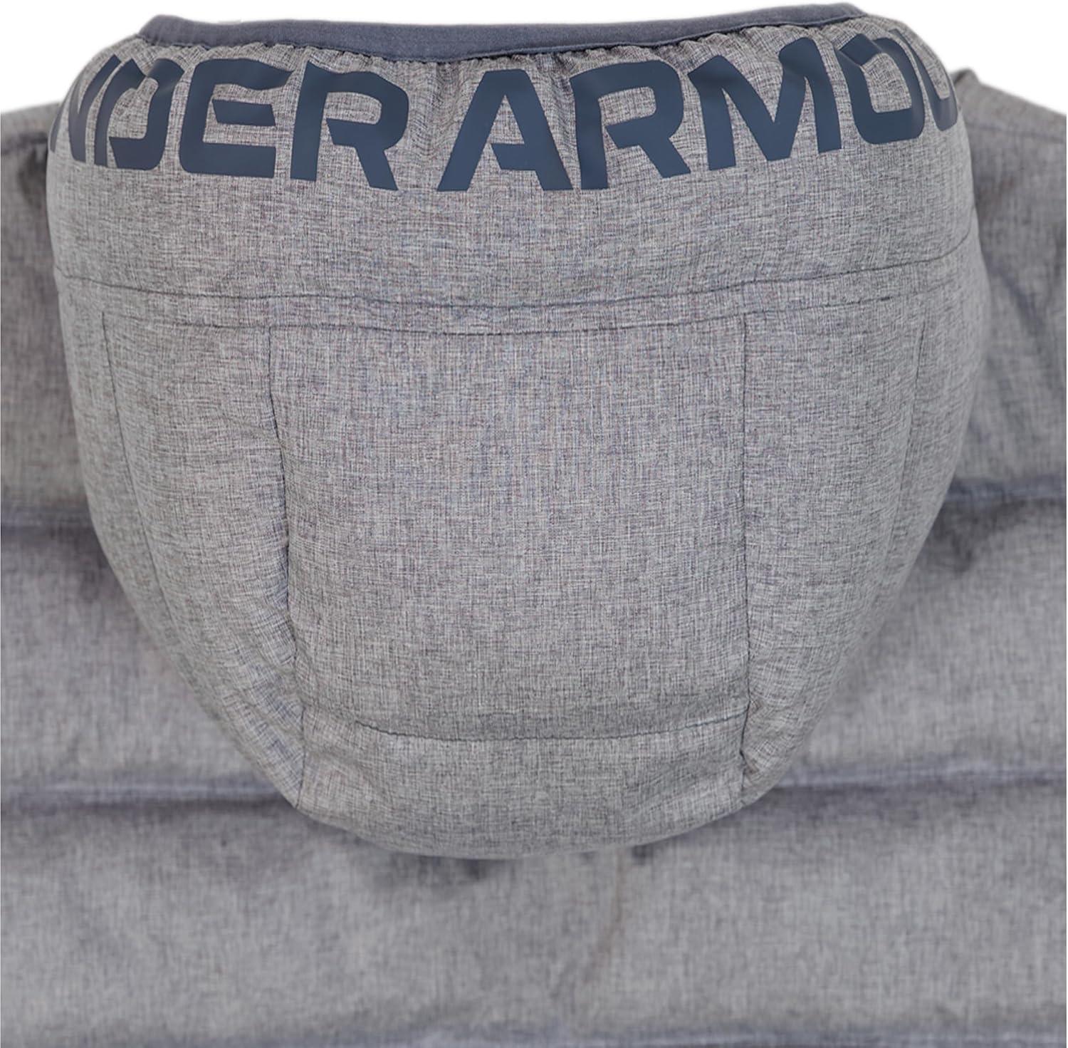 imageUnder Armour boys Pronto Colorblock Puffer Jacket Midweight Zip Up Closure Repels WaterDownpour Gray Colorblock