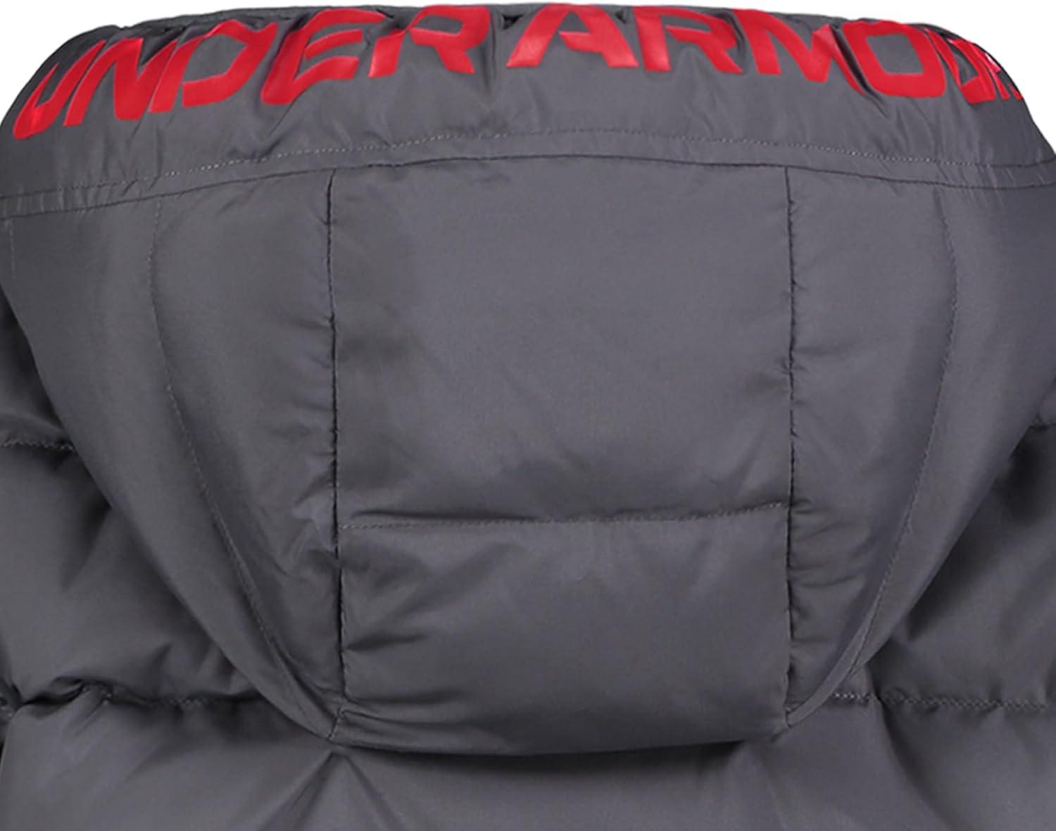 imageUnder Armour boys Pronto Colorblock Puffer Jacket Midweight Zip Up Closure Repels WaterPitch Gray Colorblock