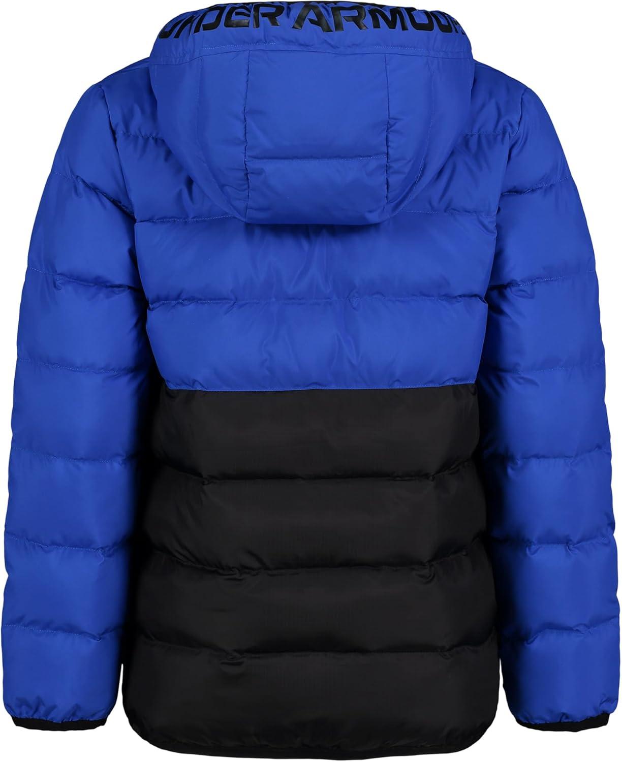 imageUnder Armour boys Pronto Colorblock Puffer Jacket Midweight Zip Up Closure Repels WaterTeam Royal Colorblock