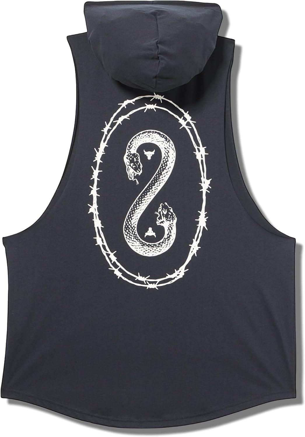 imageUnder Armour mens Project Rock Snake Sleeveless Hoodie001 Black  White Clay  White