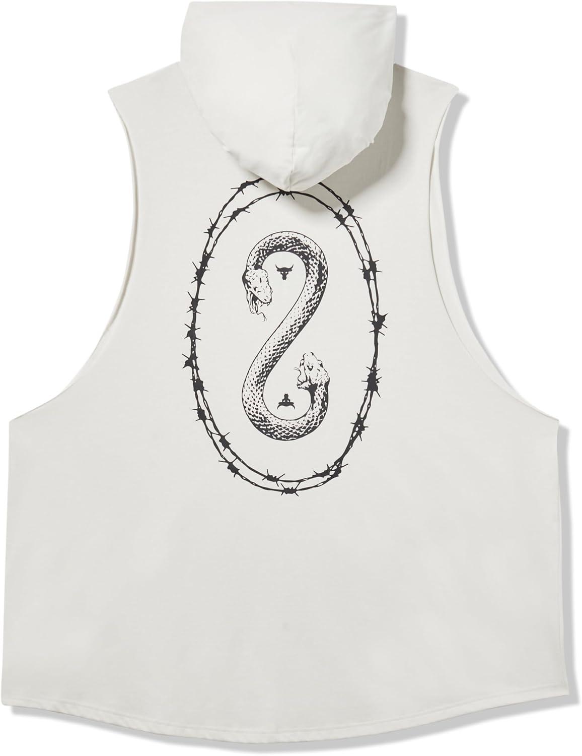 imageUnder Armour mens Project Rock Snake Sleeveless Hoodie114 White Clay  Black  White