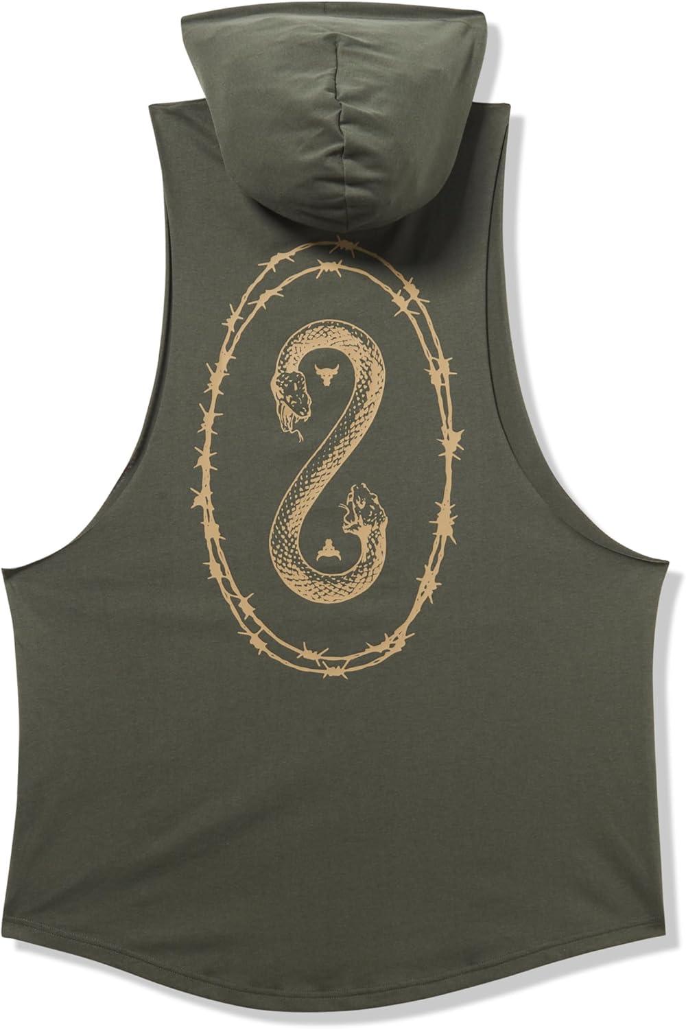 imageUnder Armour mens Project Rock Snake Sleeveless Hoodie310 Baroque Green  Bayou  White
