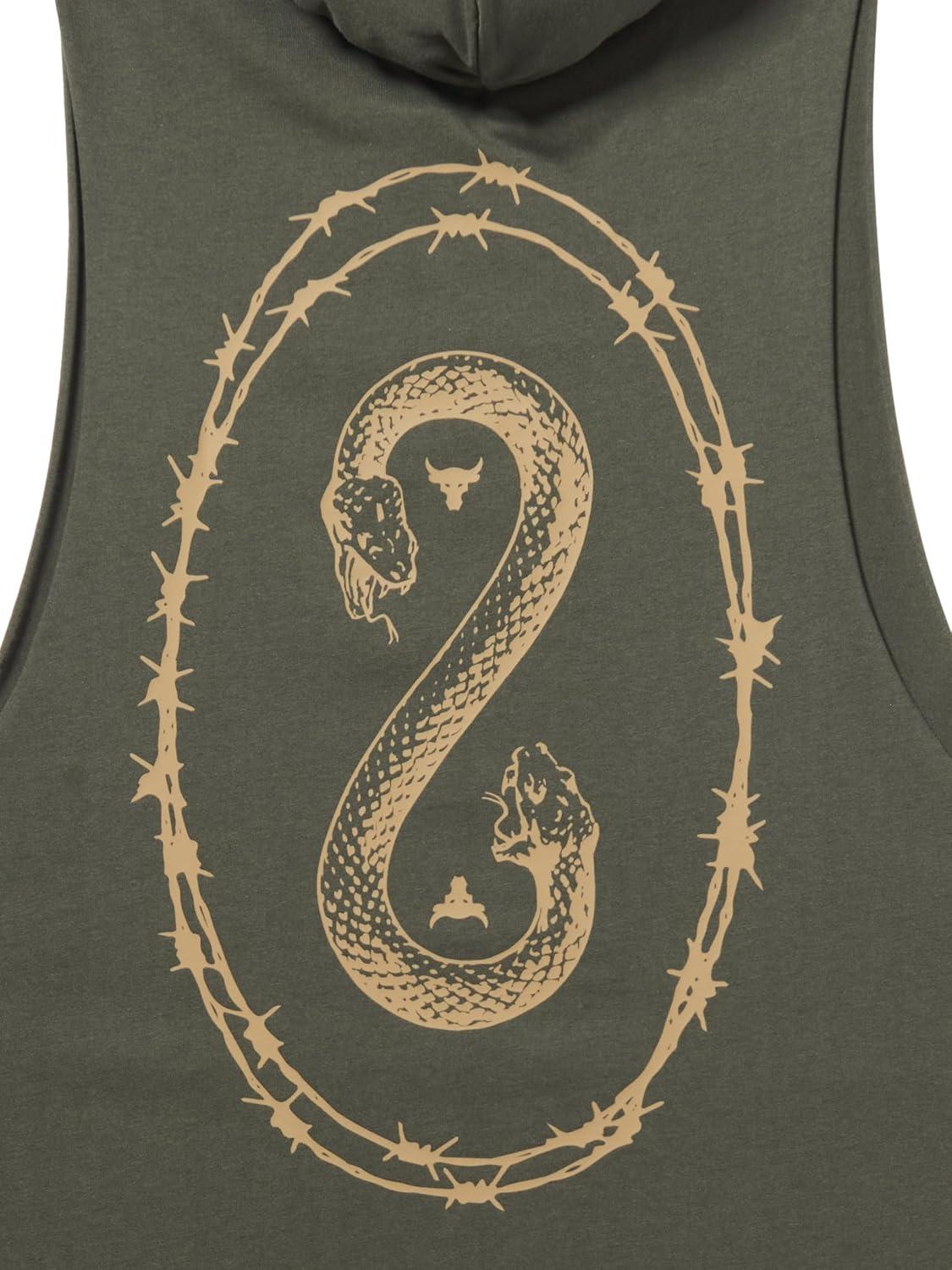 imageUnder Armour mens Project Rock Snake Sleeveless Hoodie310 Baroque Green  Bayou  White