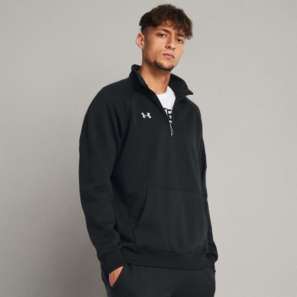 imageUnder Armour mens Rival Fleece Quarter Zip001 Black   White