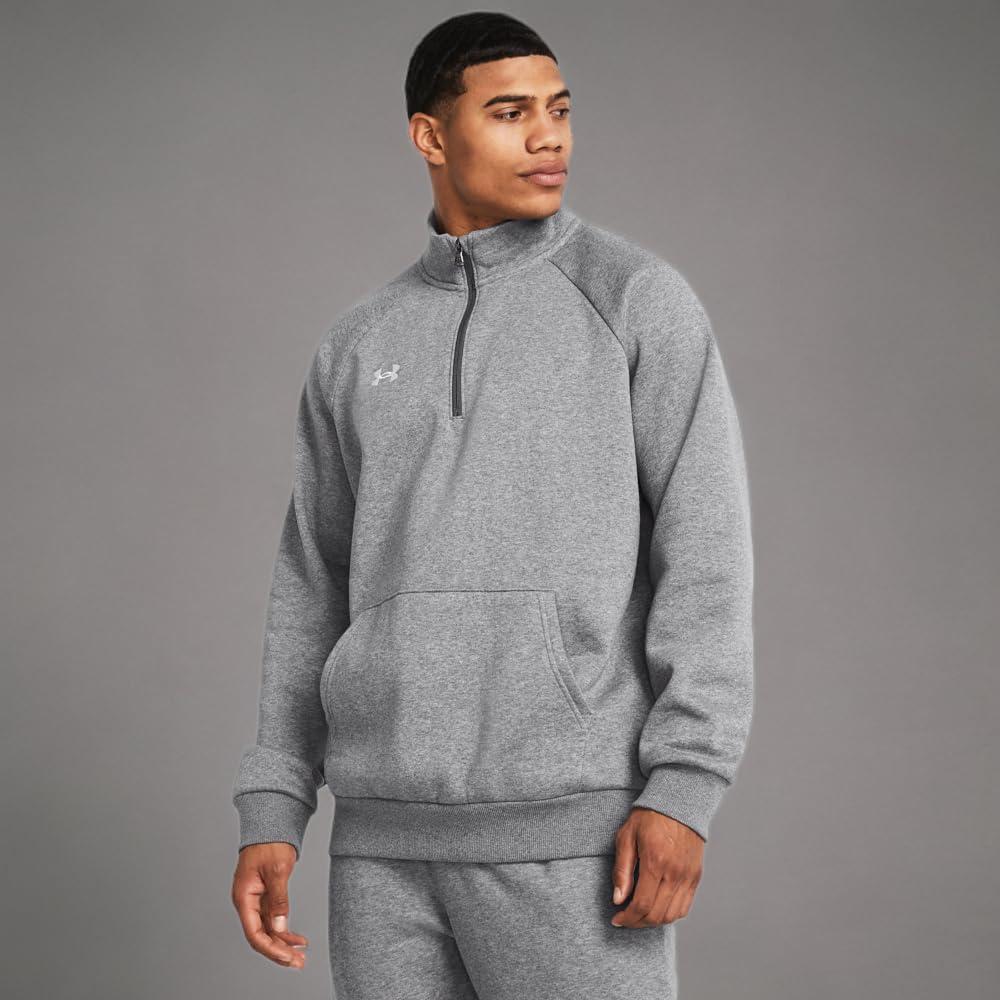 imageUnder Armour mens Rival Fleece Quarter Zip025 Castlerock Light Heather   White