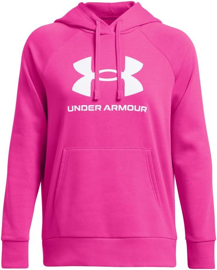 imageUnder Armour womens Rival Fleece Big Logo Hoodie652 Rebel Pink   White