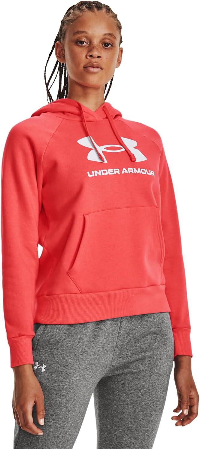 imageUnder Armour womens Rival Fleece Big Logo Hoodie690 Venom Red   White