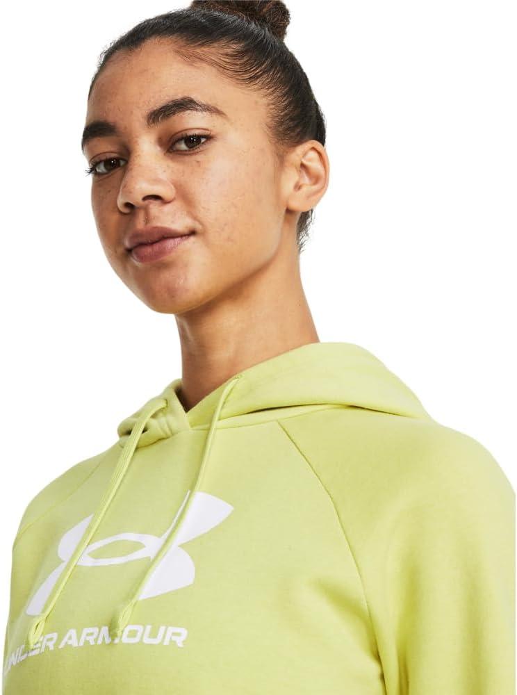 imageUnder Armour womens Rival Fleece Big Logo Hoodie743 Lime Yellow   White