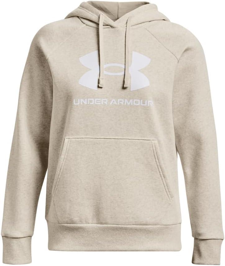 imageUnder Armour womens Rival Fleece Big Logo Hoodie784 Oatmeal Light Heather   White