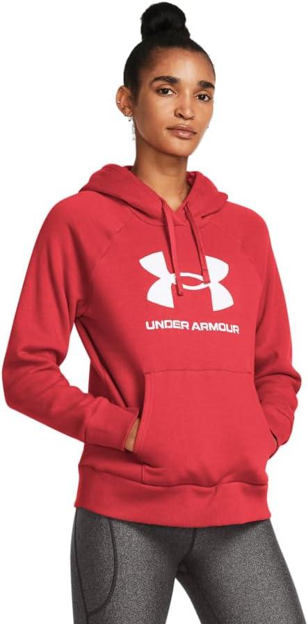 imageUnder Armour womens Rival Fleece Big Logo Hoodie814 Red Solstice   White