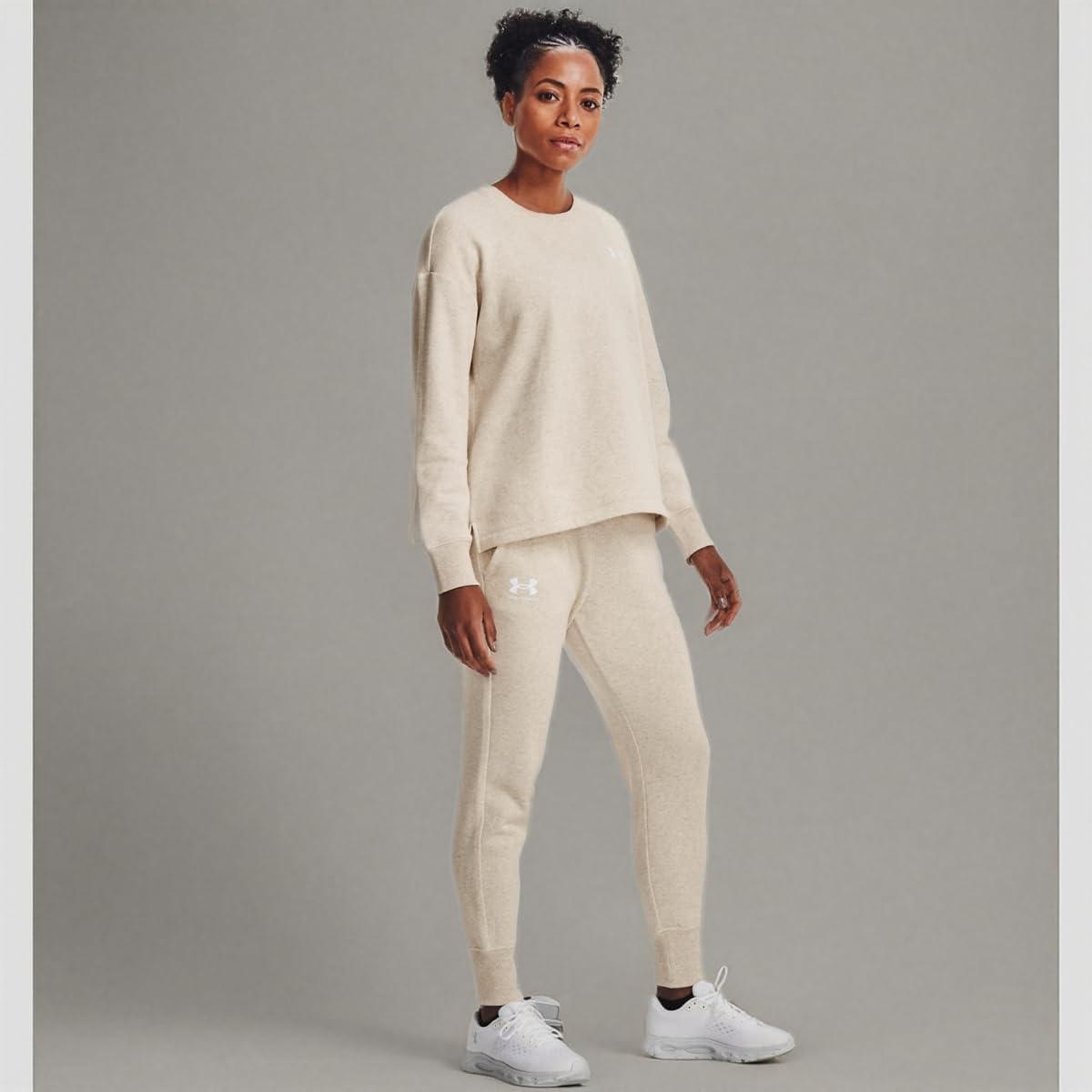 imageUnder Armour womens Rival Fleece JoggersOatmeal Light Heather 783White