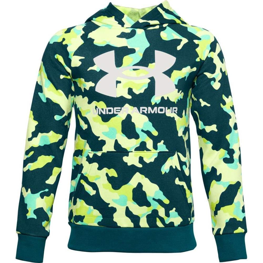 imageUnder Armour Boys Rival Fleece Printed HoodieBlackout Teal 461Onyx White
