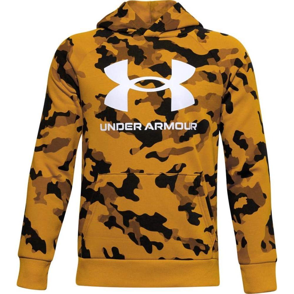 imageUnder Armour Boys Rival Fleece Printed HoodieGolden Yellow 711Onyx White