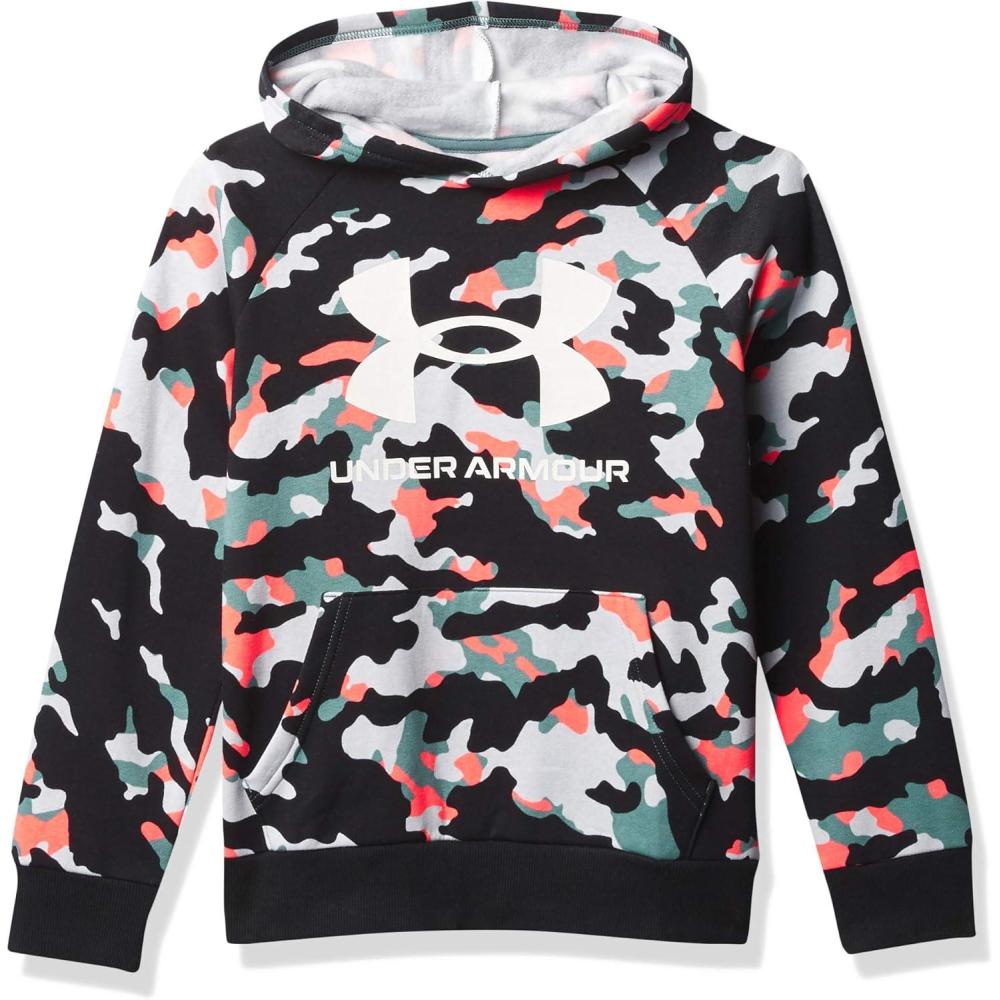 imageUnder Armour Boys Rival Fleece Printed HoodieLichen Blue 424Onyx White