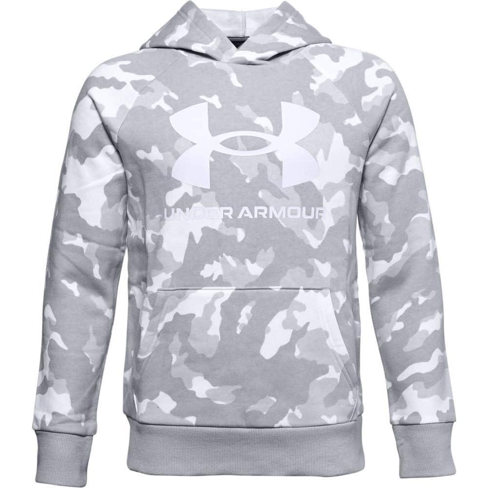 imageUnder Armour Boys Rival Fleece Printed HoodieMod Gray 011White