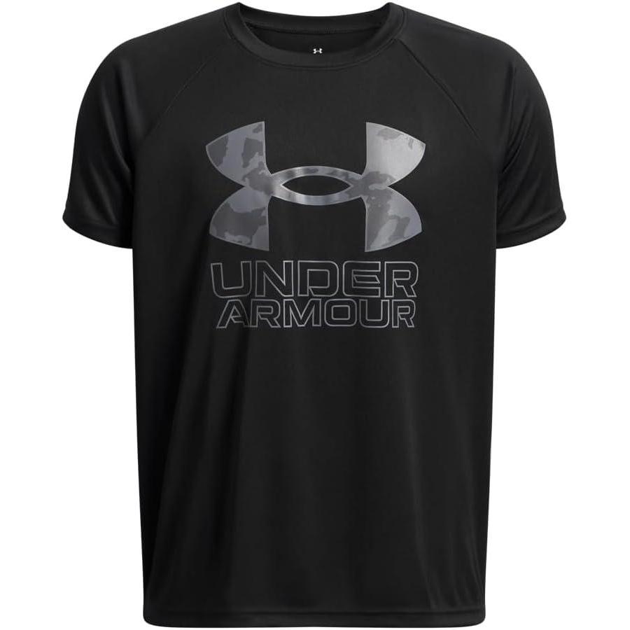 imageUnder Armour Boys Tech Hybrid Printed Fill ShortSleeve TShirt006 Black   Mod Gray