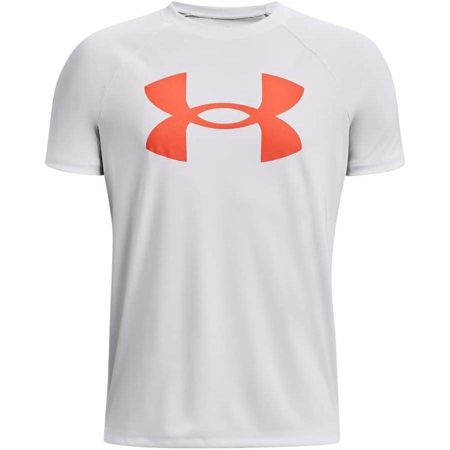 imageUnder Armour Boys Tech Hybrid Printed Fill ShortSleeve TShirt102 White   Frosted Orange