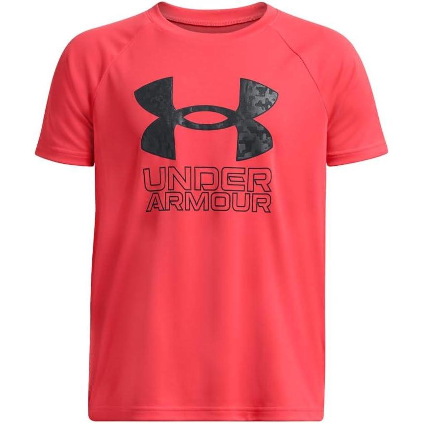 imageUnder Armour Boys Tech Hybrid Printed Fill ShortSleeve TShirt713 Racer Red  Anthracite  Cardinal