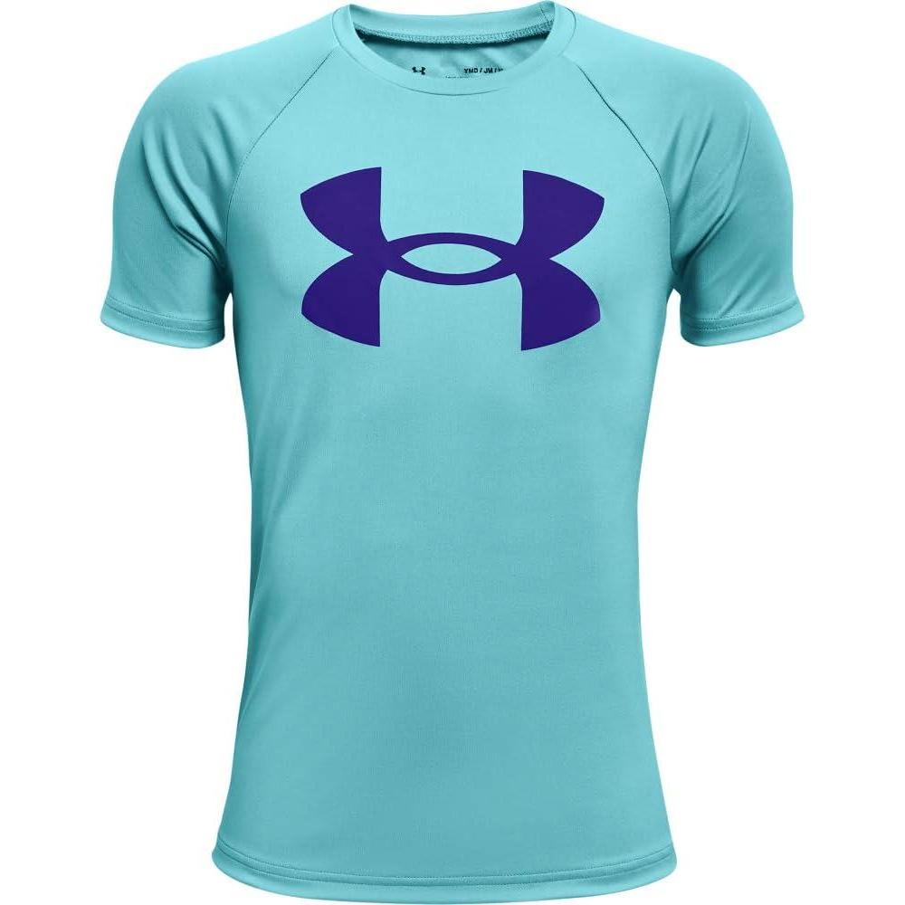 imageUnder Armour Boys Tech Hybrid Printed Fill ShortSleeve TShirtCosmos 476Ultra Indigo