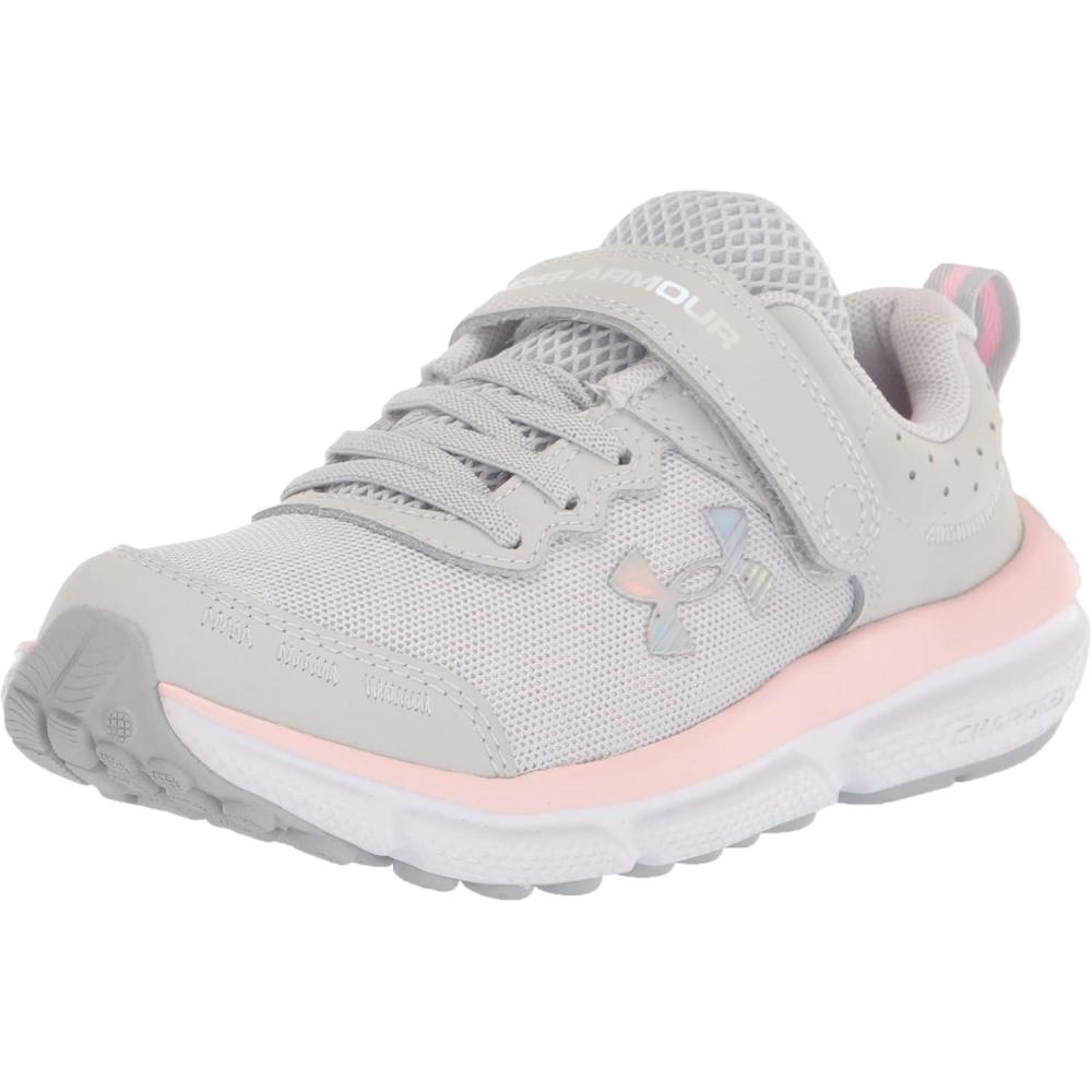 imageUnder Armour Girls Pre School Assert 10 Alternate Closure Sneaker100 Halo GrayPink SugarIridescent