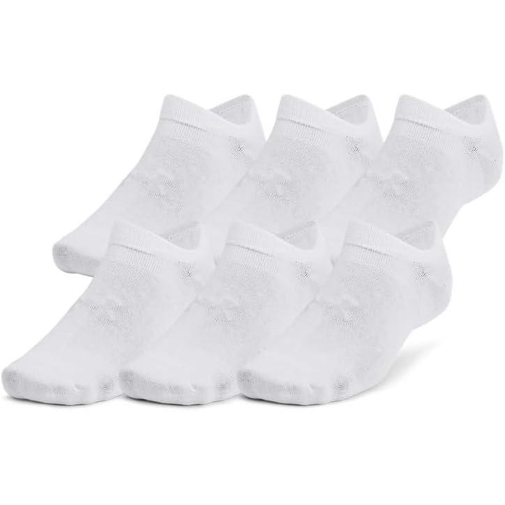 imageUnder Armour Kids Essential 20 Lightweight No Show Socks 6Pack100 White  White  Halo Gray