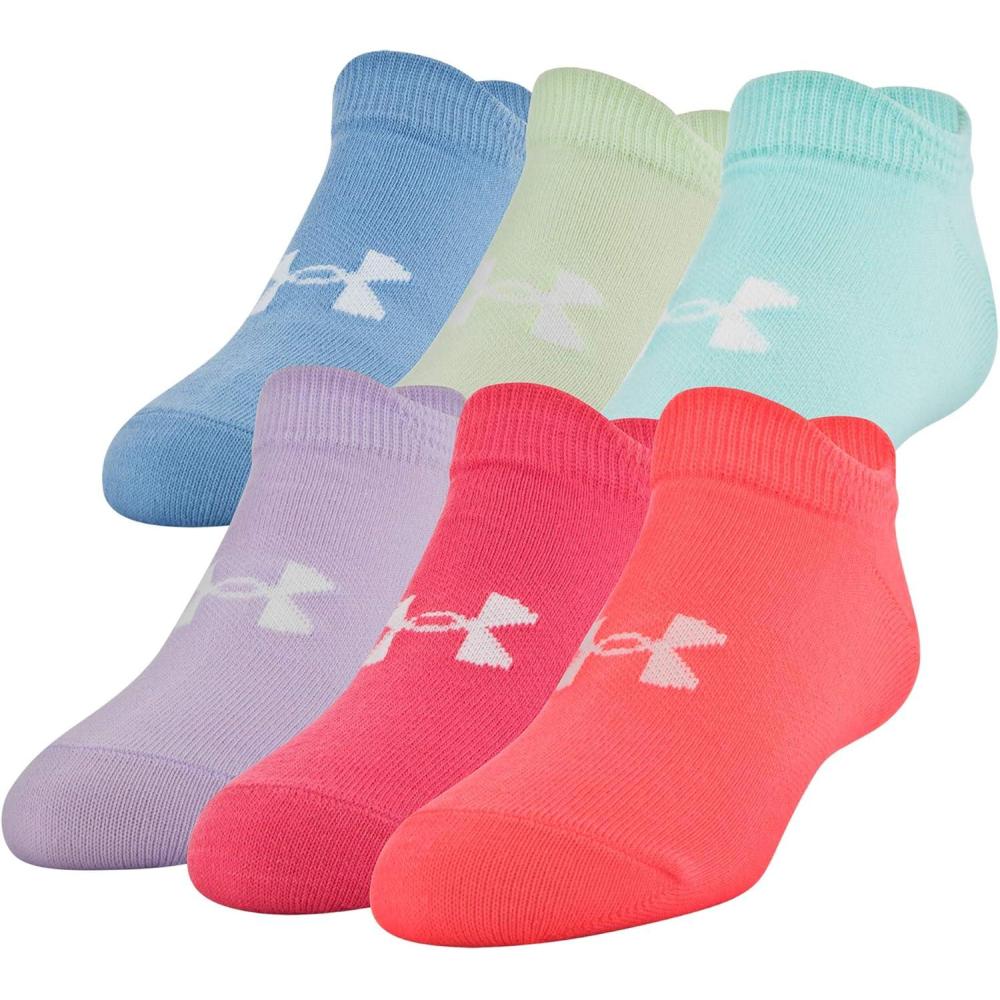 imageUnder Armour Kids Essential 20 Lightweight No Show Socks 6PackBlitz RedAssorted