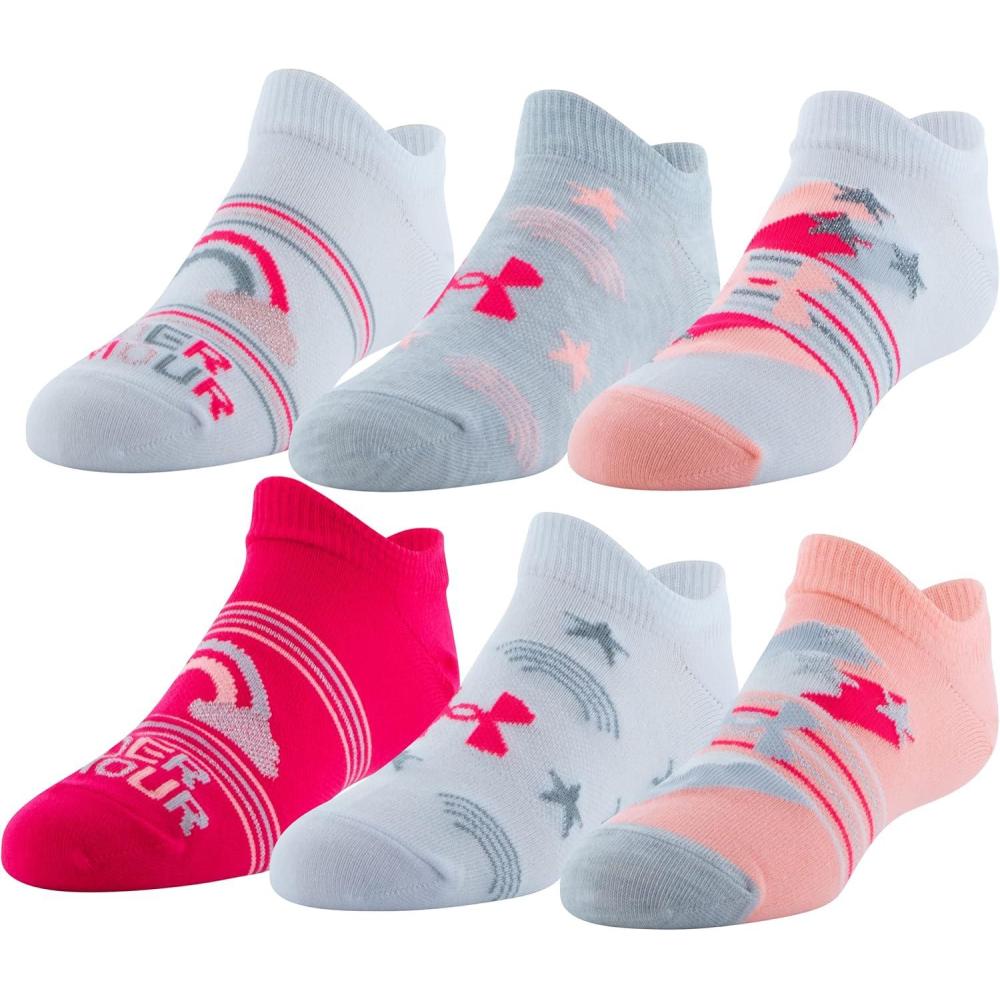 imageUnder Armour Kids Essential 20 Lightweight No Show Socks 6PackPink SandsWhiteHalo Gray