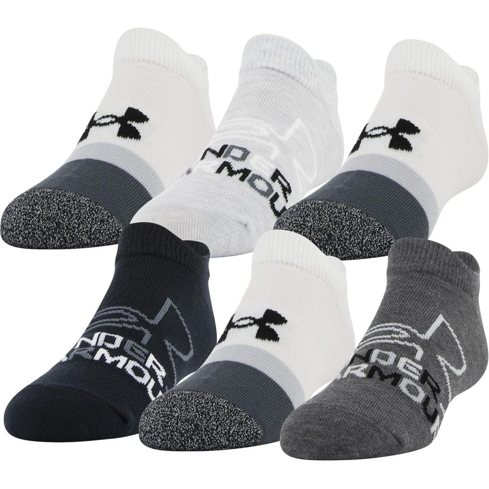 imageUnder Armour Kids Essential 20 Lightweight No Show Socks 6PackPitch Gray Assorted