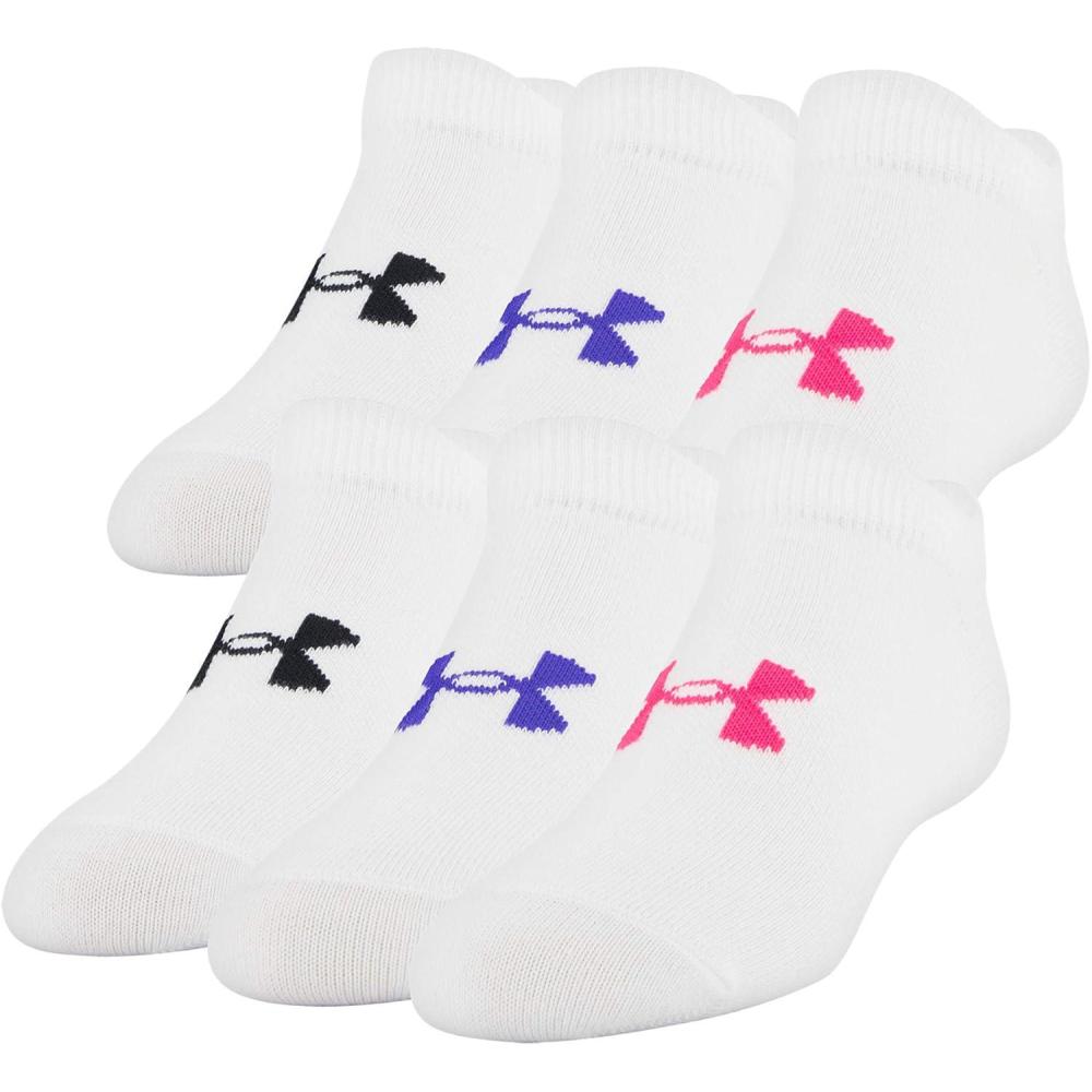 imageUnder Armour Kids Essential 20 Lightweight No Show Socks 6PackWhite Penta Pink Assorted