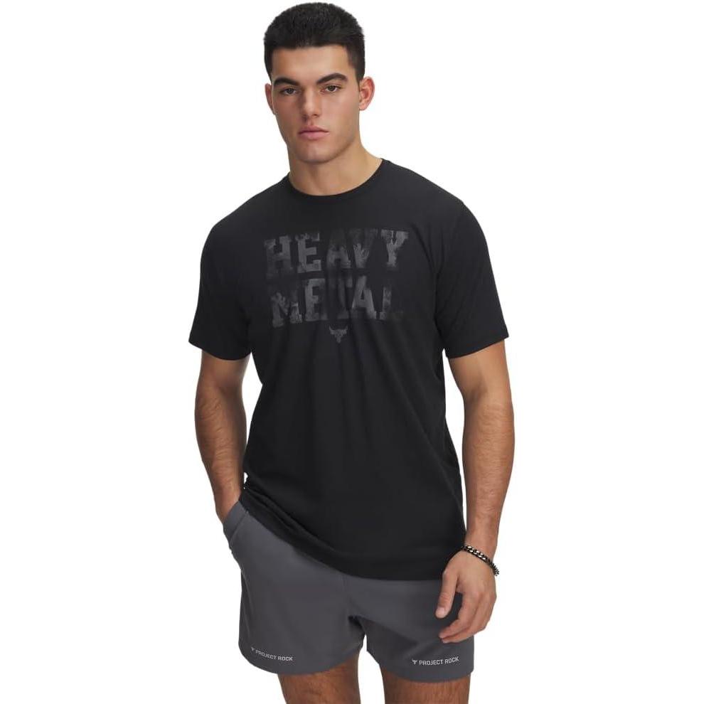 imageUnder Armour Mens Project Rock Metal Short Sleeve T Shirt001 Black   White Clay