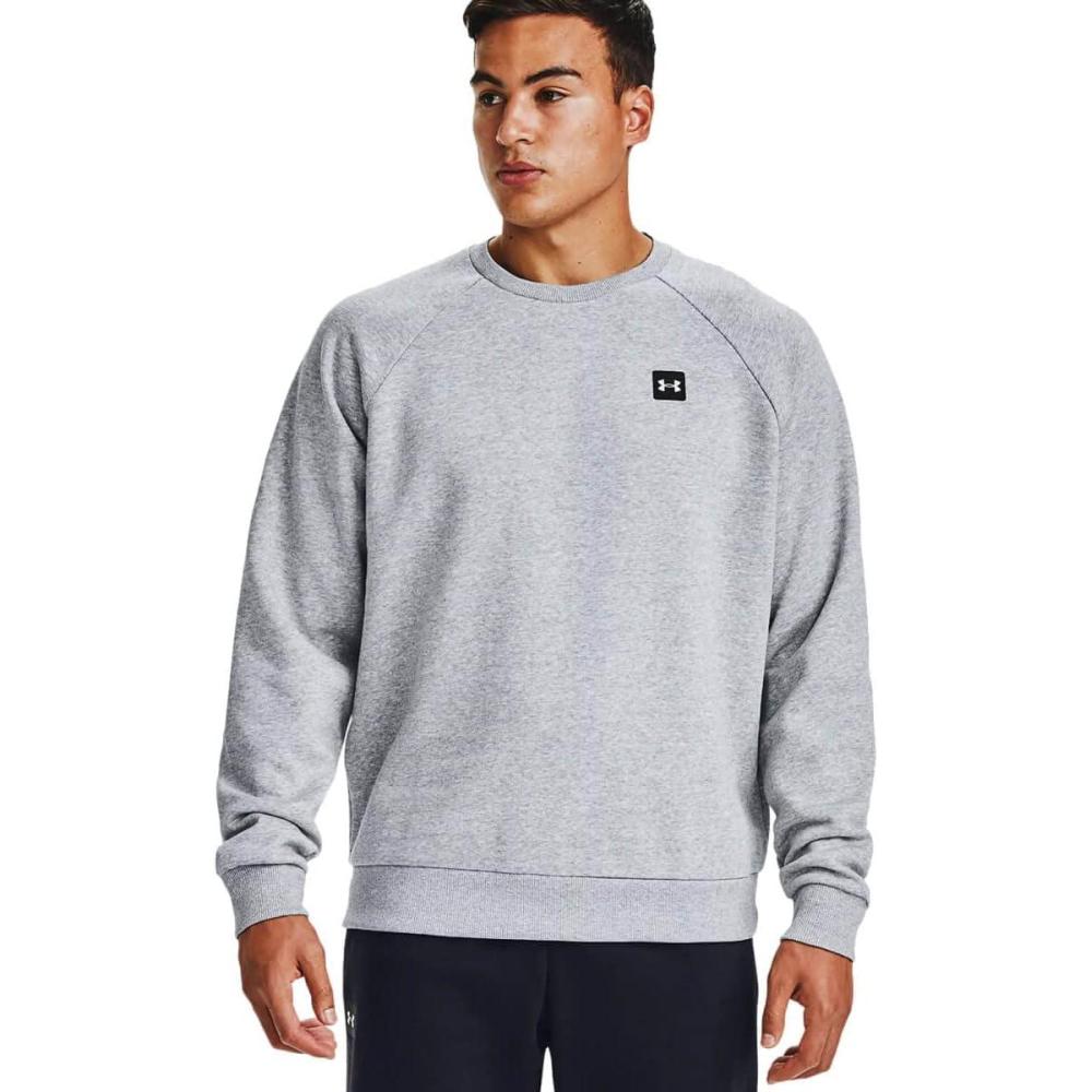 imageUnder Armour Mens Rival Fleece CrewMod Gray Light Heather 011Onyx White