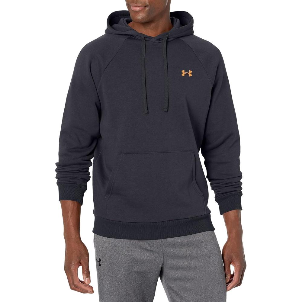 imageUnder Armour Mens Rival Fleece Hoodie001 Black   Blaze Orange