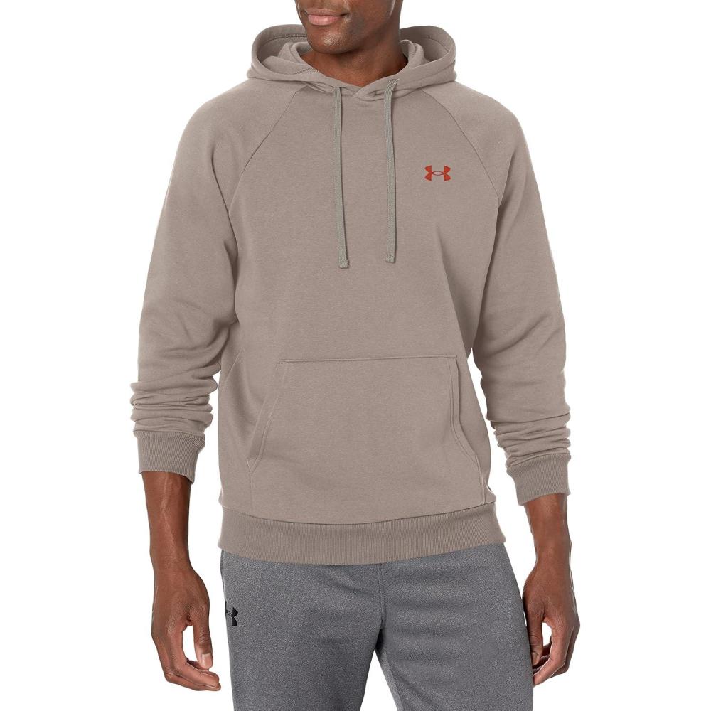 imageUnder Armour Mens Rival Fleece Hoodie294 Pewter   Orange Ember