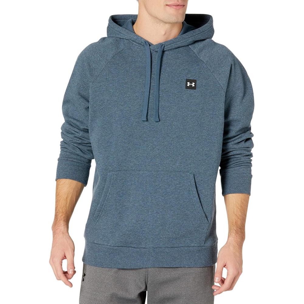 imageUnder Armour Mens Rival Fleece HoodieMechanic Blue Light Heather 468Onyx White