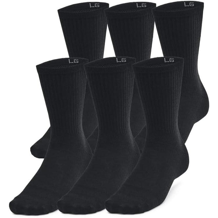imageUnder Armour Unisex Adult Essential Crew Socks 6Pack001 Black  Black  Castlerock