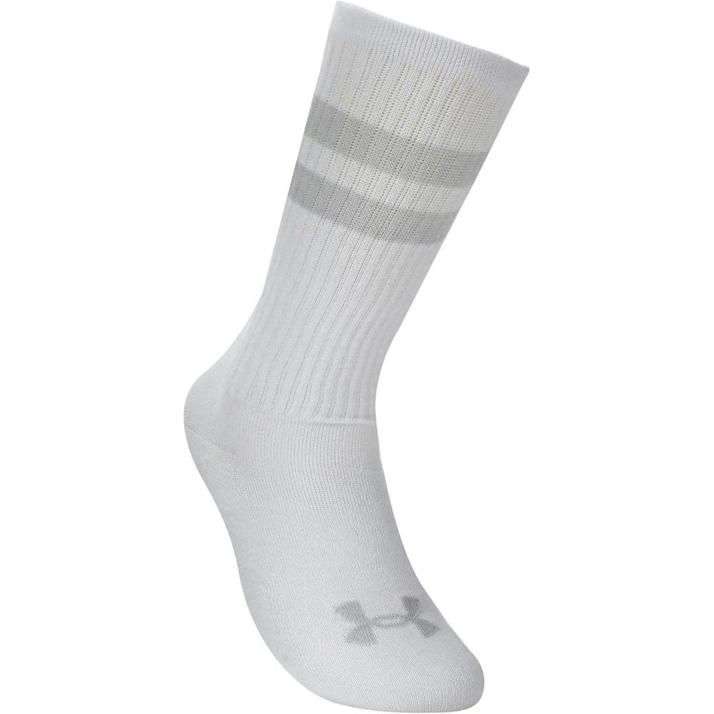 imageUnder Armour Unisex Adult Essential Crew Socks 6Pack100 White  White  Halo Gray