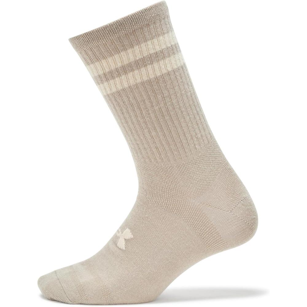 imageUnder Armour Unisex Adult Essential Crew Socks 6Pack279 Stone  Stone  Timberwolf Taupe