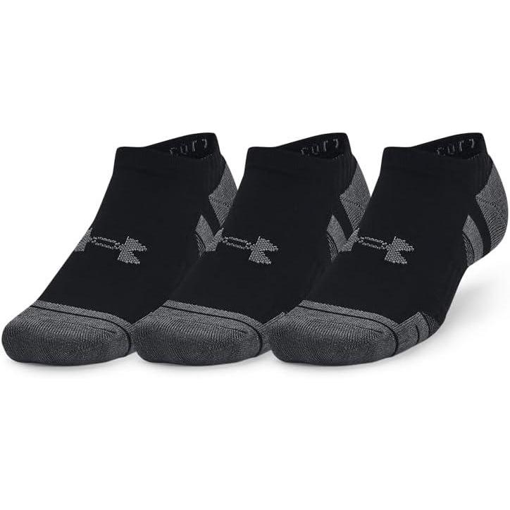 imageUnder Armour Unisex Adult Performance Cotton No Show Socks 3 Pairs001 Black  Black  Pitch Gray
