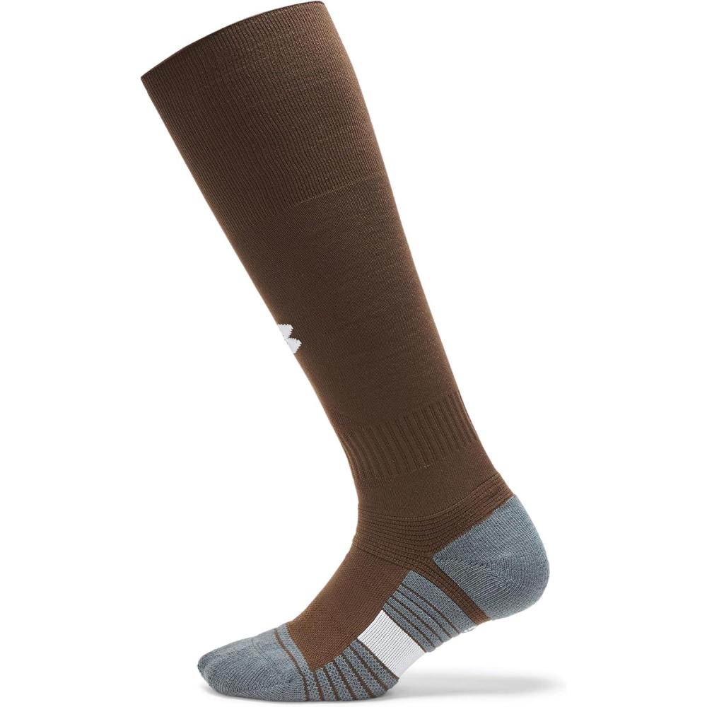 imageUnder Armour Unisex Magnetico Over the Calf Socks230 Gridiron Brown  Pitch Gray  White