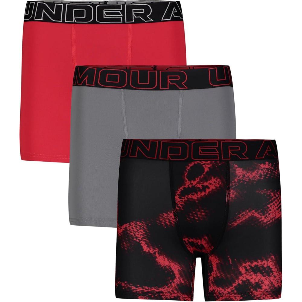 imageUnder Armour boys Performance Boxer Briefs Lightweight ampamp Smooth Stretch FitRacer Red  Three Pack